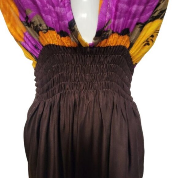 Halter Colorful Dress Summer Halter Dress in Purple and Orange Floral Print - Picture 6 of 16